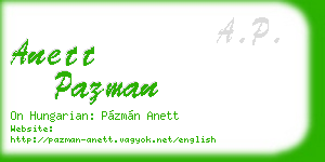 anett pazman business card