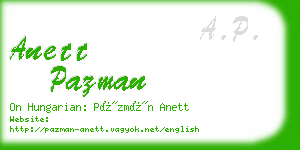 anett pazman business card